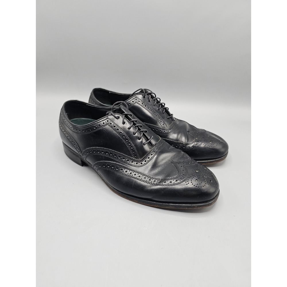 Florsheim FLS Genuine Leather Dress‎ Shoes Black Size 10.5 EEE Brogue Wingtip